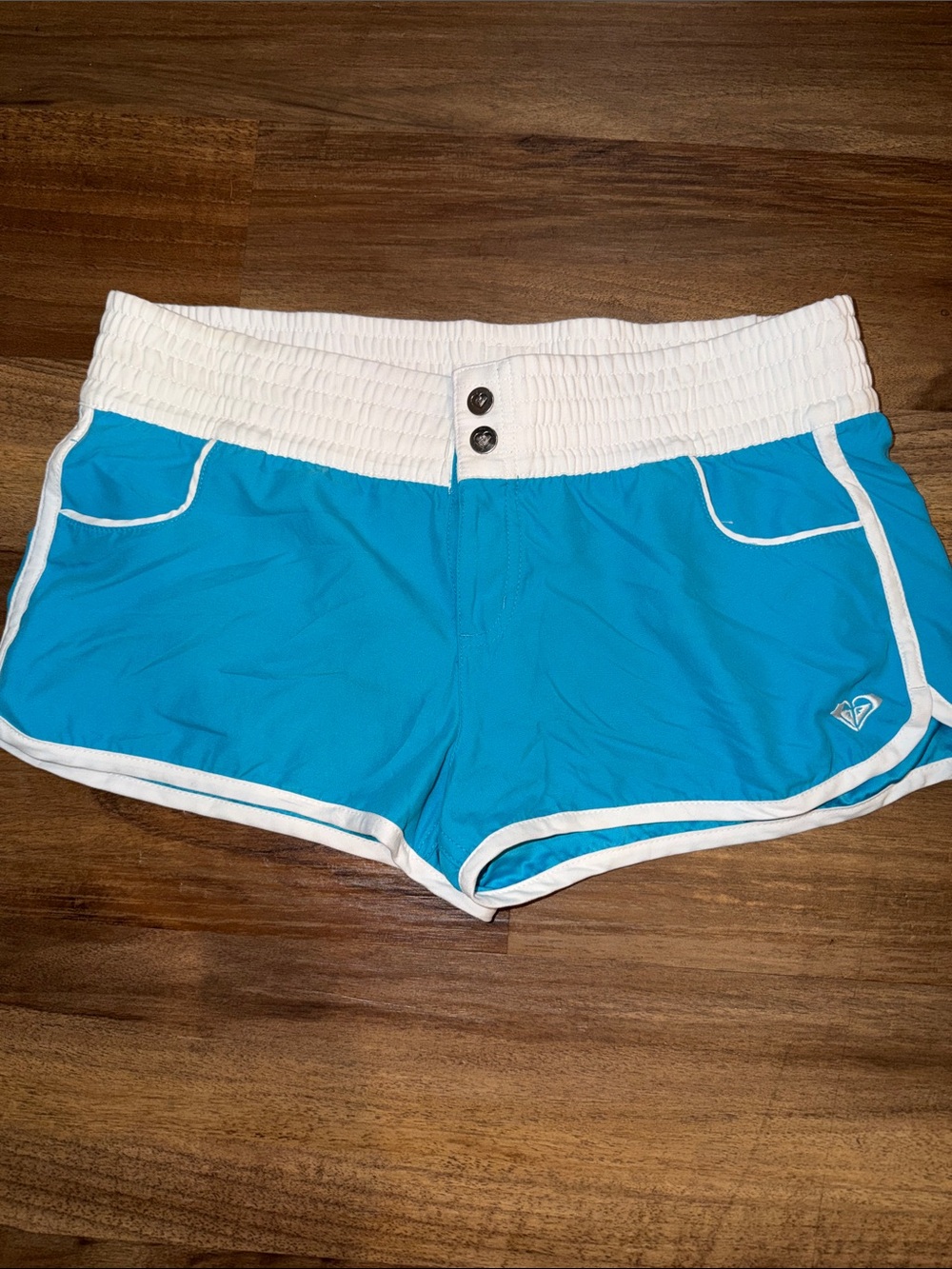 Roxy Turquoise Athletic Low Rise Board  Shorts with White Waistband